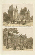 Original Old Antique Print Chateau Bellevue France 0