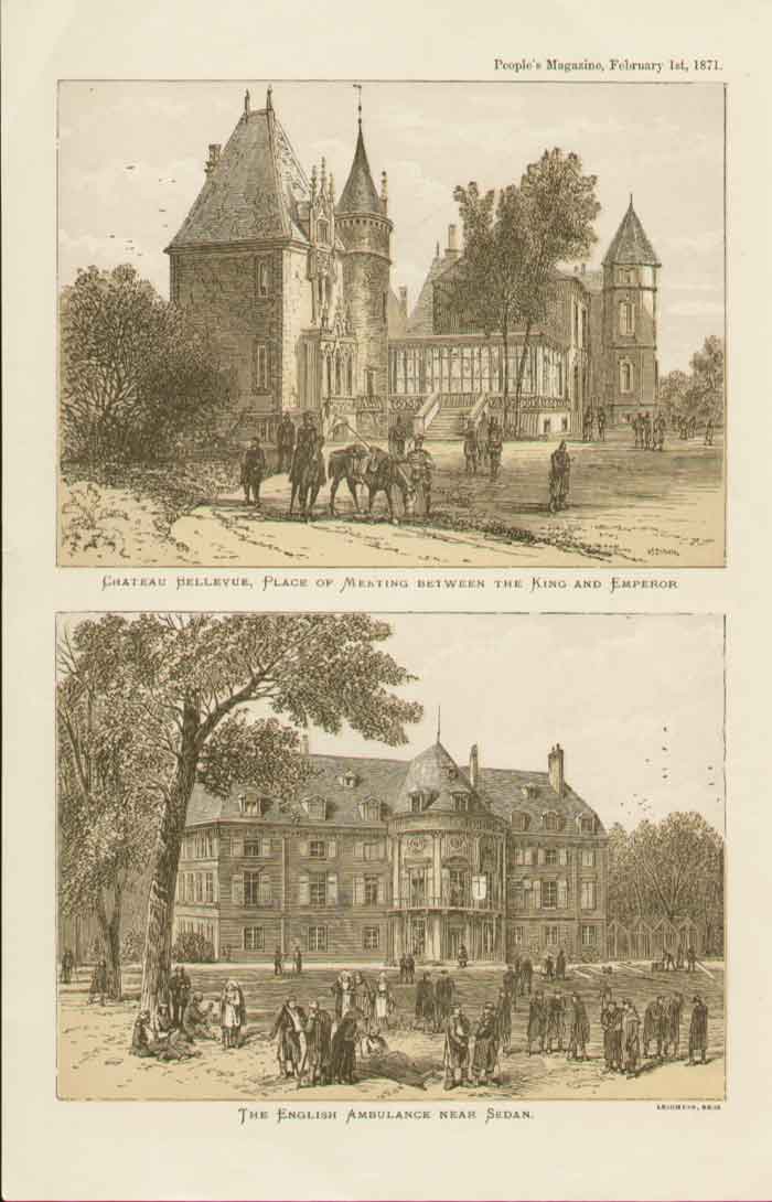 Original Old Antique Print Chateau Bellevue France 0