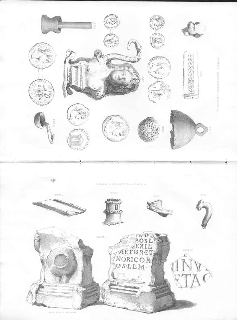 Original Old Antique Print Archilogical