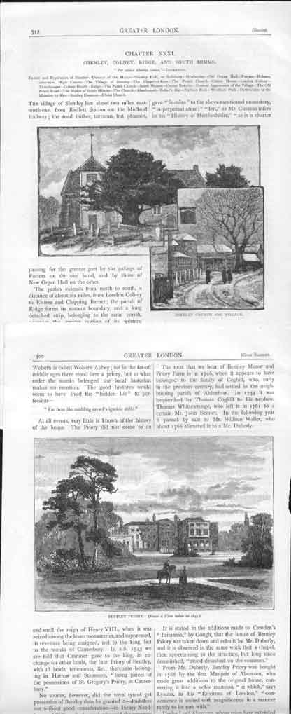 Original Old Antique Print 10 Engraving Greater London *3 0