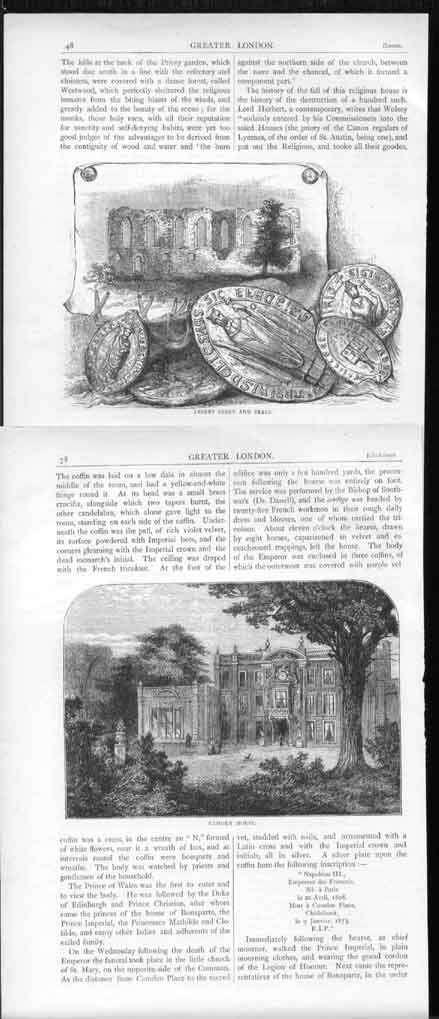 Original Old Antique Print 10 Engraving Greater London *1 0