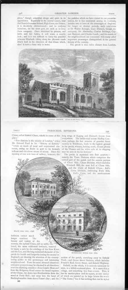 Original Old Antique Print 10 Engraving Greater London C1890 0