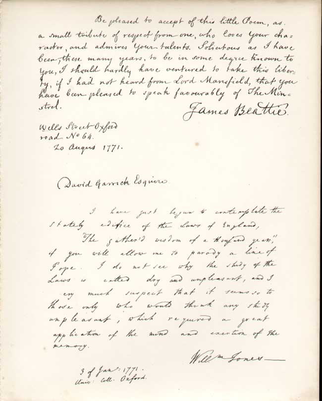 Old Smith Literary Historical Manuscripts Letter *35 Beattie To Garri