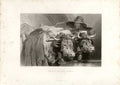 Original Old Antique Print Landseer Oxen At The Tank; Geneva 0