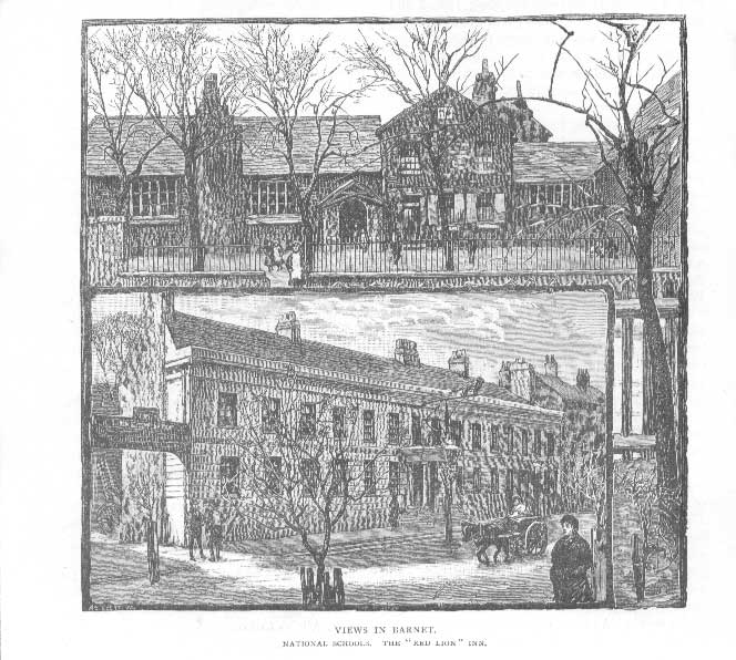 Original Old Antique Print Greater Londonthe Red Lion Inn Barnett London C1880