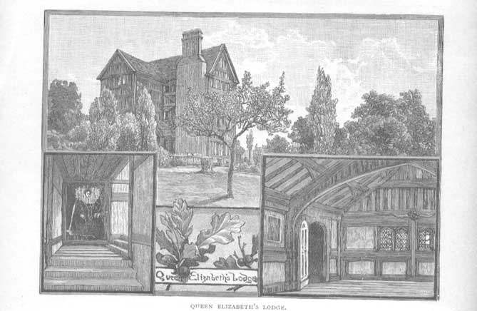 Original Old Antique Print Geater London C1890 Queen Elizabeths Lodge Victorian
