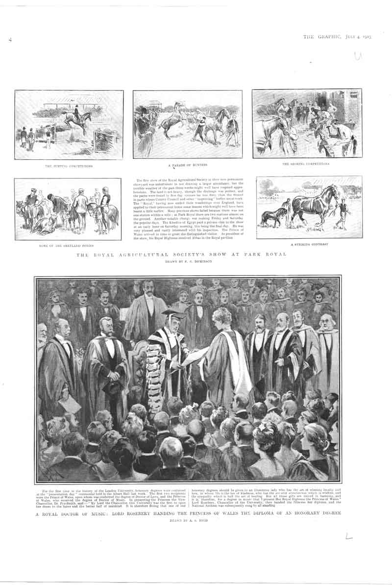Original Old Antique Print Rahs Show Park Royal S 1898 19th Century