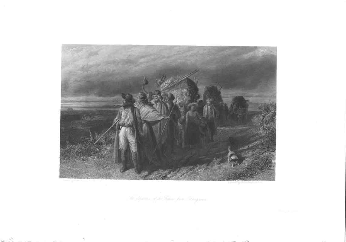 Original Old Antique Print Gipsis Leave Ellangowan Fine Art Scotland 0