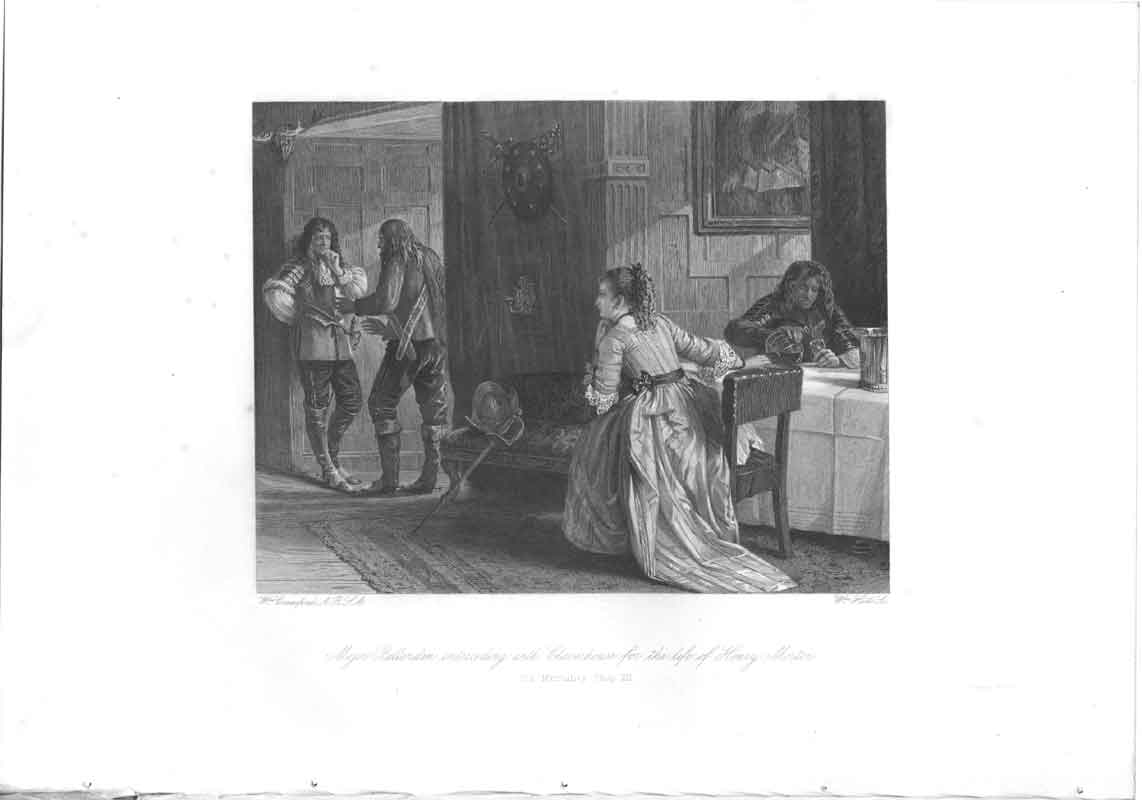 Original Old Antique Print Major Bellenden Fine Art Scotland 1869 Victorian