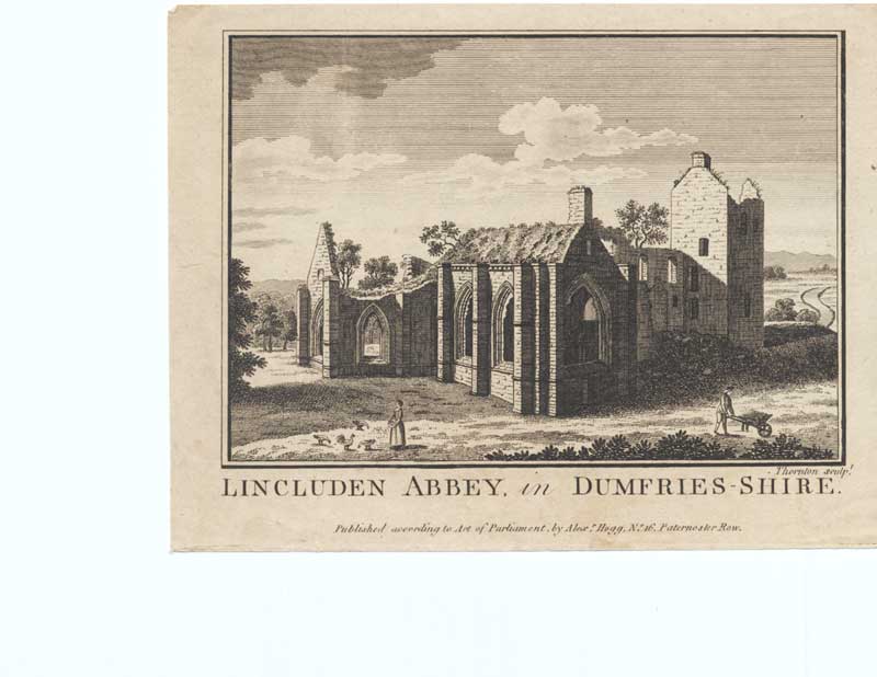Original Old Antique Print Lincluden Abbey Dumfrieshire Scotland 1790 18th