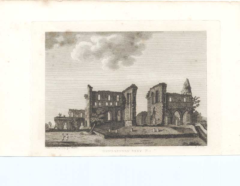 Original Old Antique Print Dundrennan Abbey Pl1 Scotland 1790
