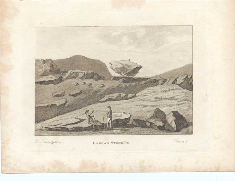 Original Old Antique Print Laggan Stone Pl2 Antiquities Scotland 1790