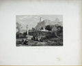 Original Old Antique Print Chatteau Village Polignac C1838 19th