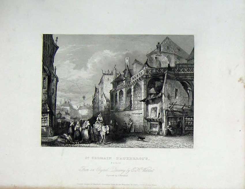 Original Old Antique Print St Germain L'Auxerroi'S Paris C1838 19th
