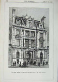 Original Old Antique Print New Hotel Du Credit De France Paris 1882 A Victorian