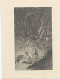 Original Old Antique Print Fox Hunting Unearthing The Fox C1850 0 19th