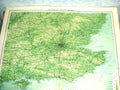 Original Old Antique Print 18X14 Map 1898 Orographical EnglandNapoleonic Era