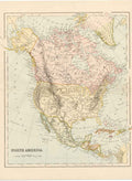 Original Old Antique Print Map C1890 North America British Possesions Victorian