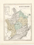 Original Old Antique Print H/C Map Monmouthshire C1864 *1 0 19th