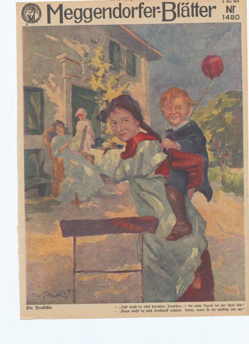 Original Old Antique Print Art Deco Humour Mother Child Back To Normal 0