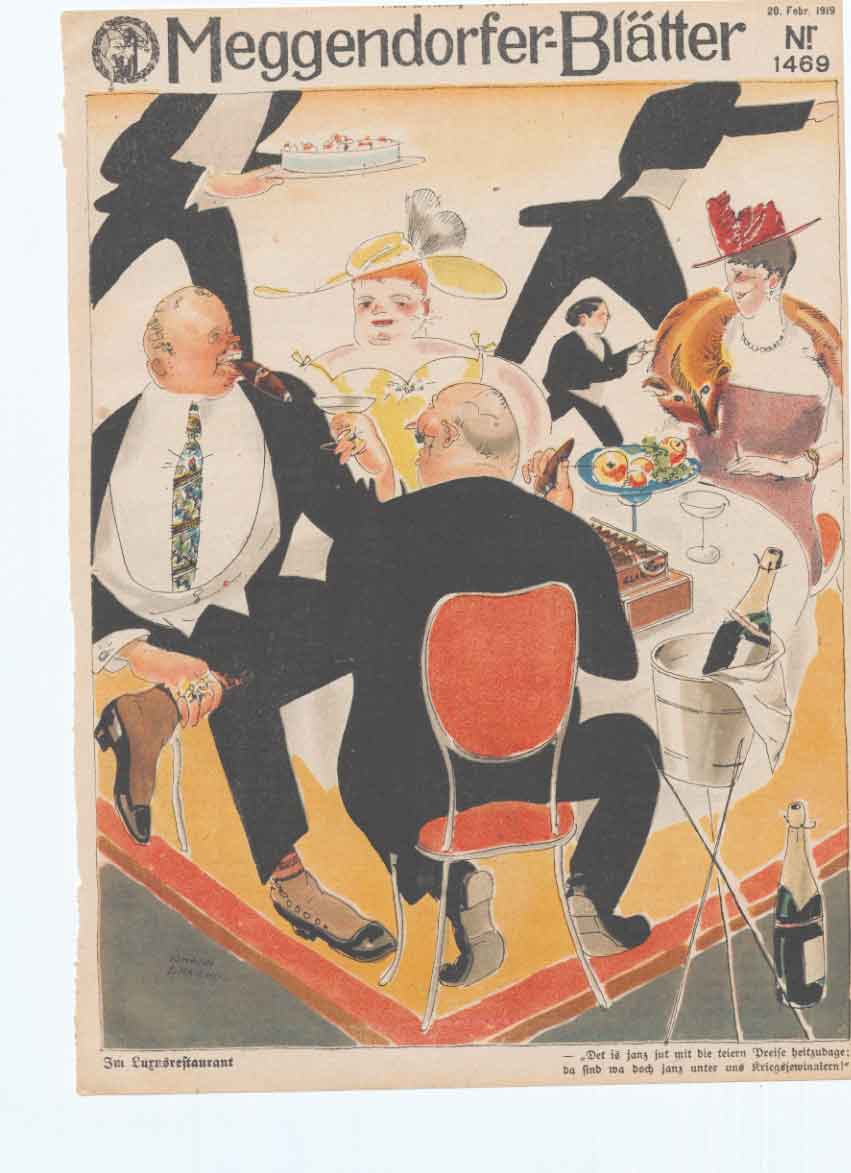 Original Old Antique Print Art Deco Humour The Success After The War 191 0 20th