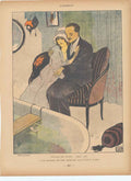 Original Old Antique Print Art Deco Humour Voyage De Noces Chez Soi 1916 20th