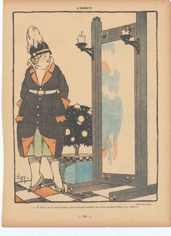 Original Old Vintage Print Art Deco Humour What The Mirror Saw 1917 0 20th