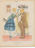Original Old Antique Print Art Deco Humour Rein De Change 1916 France 20th