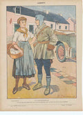 Original Old Antique Print Art Deco Humour Chauffeur Au Cantonnement