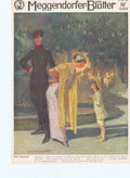 Original Old Antique Print Art Deco Humour Evening Stroll 1914 20th Century