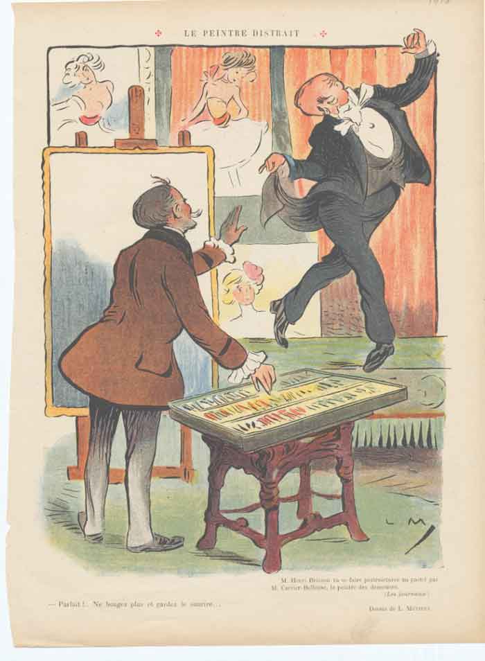 Original Old Antique Print Art Deco Humour Le Peintre Distrait 1910 20th