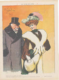 Original Old Antique Print Art Deco Humour Qui M'Aime Me Sonde 1907 20th