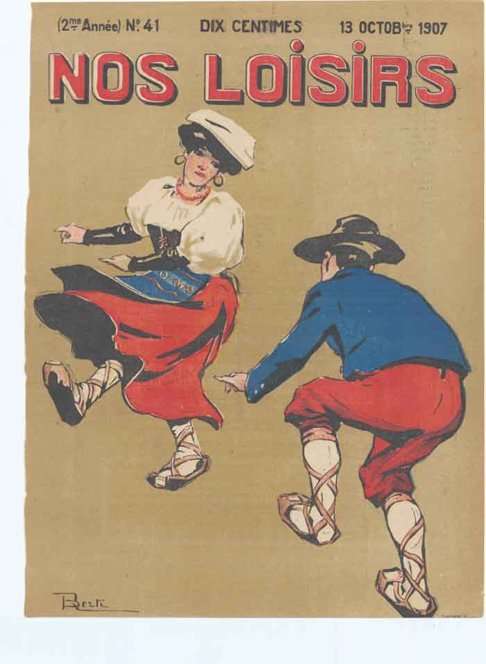 Original Old Antique Print Art Deco Humour Nos Loisirs 1907 Dancers 20th