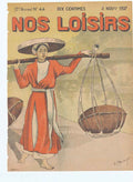 Original Old Antique Print Nos Loisirs The Worker Art Deco Humour 20th Century