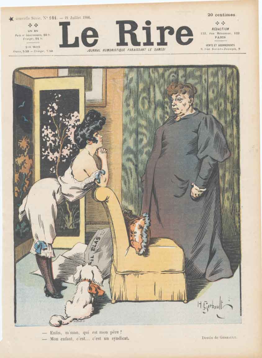 Original Old Antique Print Art Deco Humour Qui Est Mon Pere 1906 France 20th
