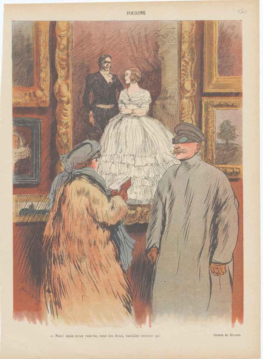 Original Old Antique Print Art Deco Humour Motor Car Touring 1906 A 20th Century