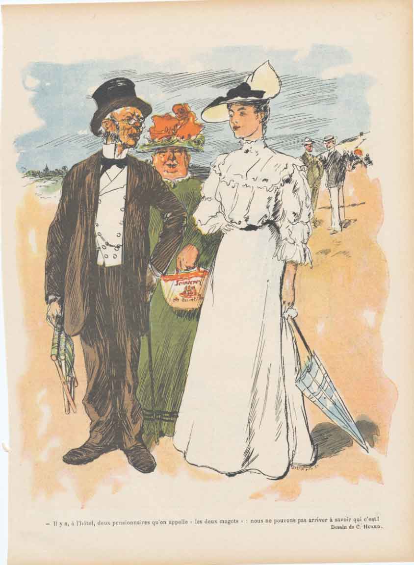 Original Old Antique Print Art Deco Humour Third Guest At Holiday Hotel A