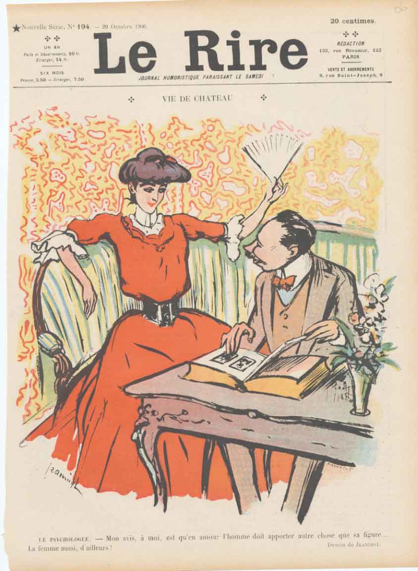 Original Old Antique Print Art Deco Humour Vie De Chateau 1906 France A 20th