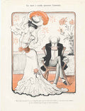 Original Old Antique Print Le Mari A Voulu Ajourner L'Amnistie Art Deco A