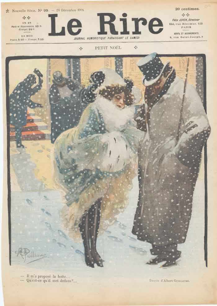 Original Old Antique Print Art Deco Humour Petit Noel 1904 A 20th Century