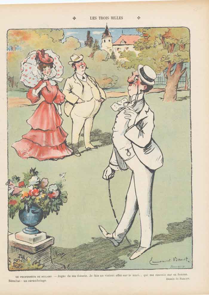 Original Old Antique Print Art Deco Humour Les Tres Billes 1904 A 20th Century
