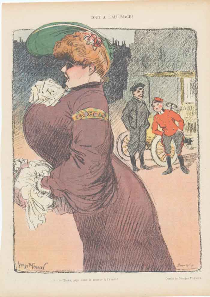 Original Old Antique Print Art Deco Humour Tout A L'Allumage 1904 A 20th Century