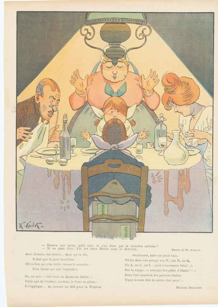 Original Old Antique Print Art Deco Humour Labels Stuck On Back Coat A