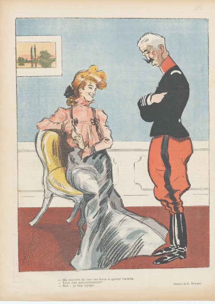 Original Old Antique Print Art Deco Humour To Leave The Army ? 1903 A 20th