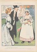 Original Old Antique Print Art Deco Humour Les Remplacantes 1903 A 20th Century