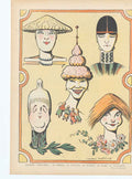 Original Old Antique Print Art Deco Humour Five Edifficies Capillaires A