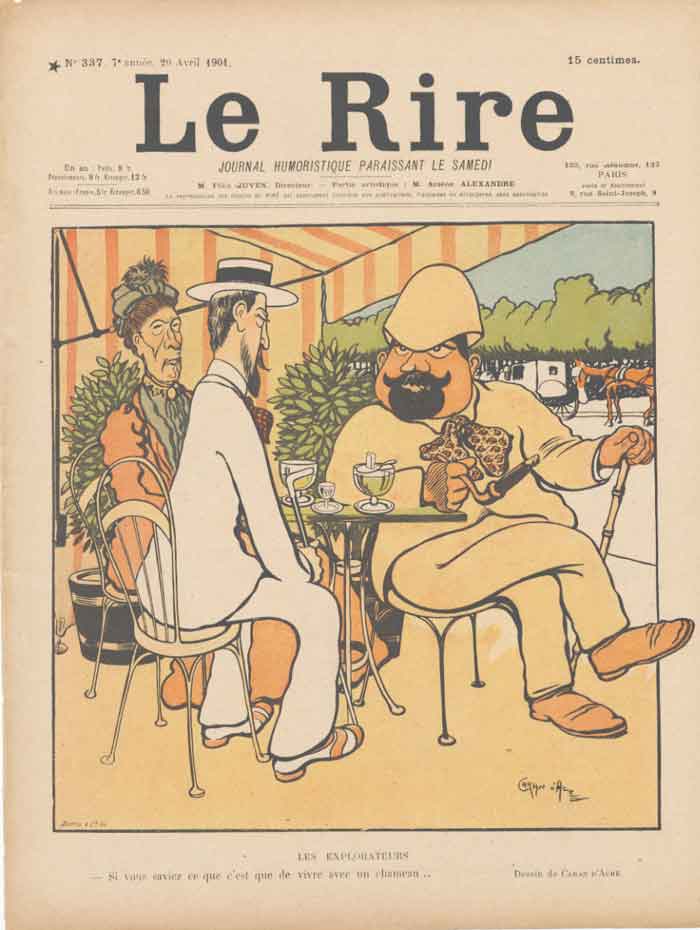 Original Old Antique Print Art Deco Humour What The 1901 Explorers Saw A 20th