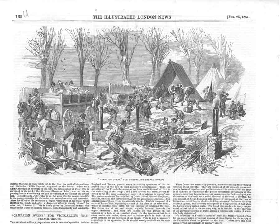 Original Old Antique Print Campaign Ovens For French Troops 1854Victorian