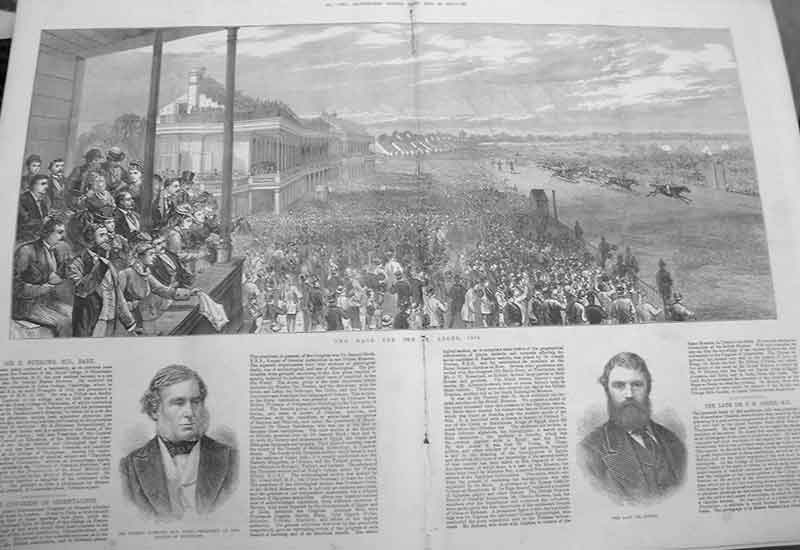 Original Old Antique Print Race For The St Leger 1874 Horse Racing A Victorian