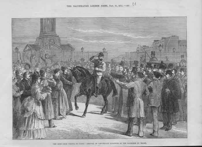 Original Old Antique Print Ride From Vienna To Paris By Horse 1874Victorian